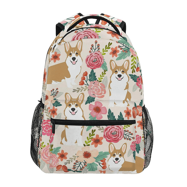 Mochilas para ordenador portátil Corgi lindas flores de prim