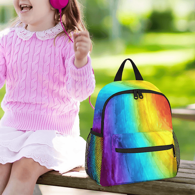 Mochila pequeña con diseño de arcoíris para niñas pequeñas,