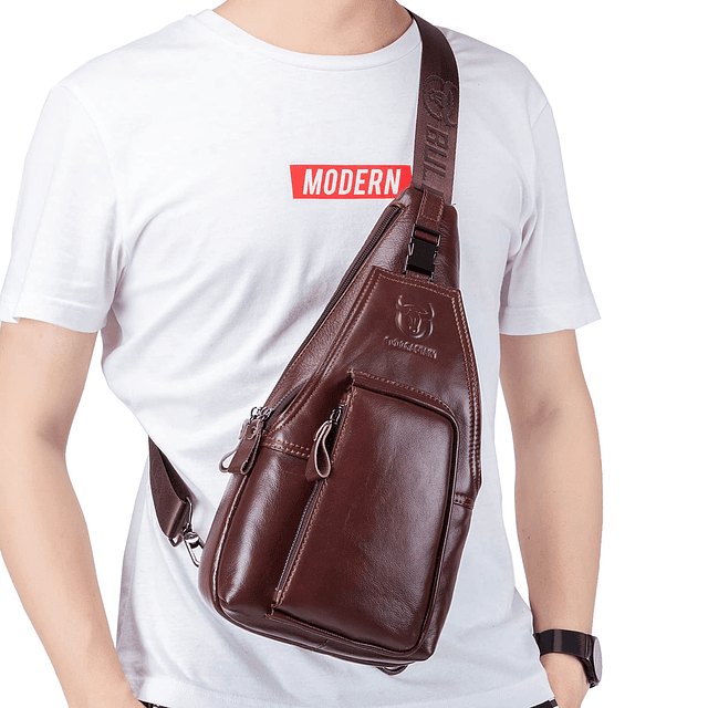 Bolso bandolera de cuero Mochila informal para hombres y muj