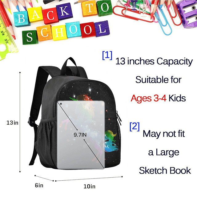 Mochila para niños y niñas, mochila con diseño de unicornio