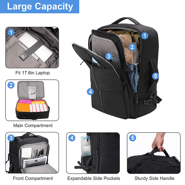 Mochila de viaje para hombres y mujeres, mochila antirrobo c