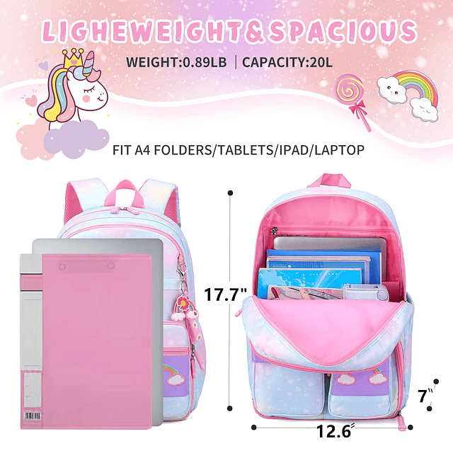 Mochila para niñas, mochilas escolares de 16 a 17 pulgadas p