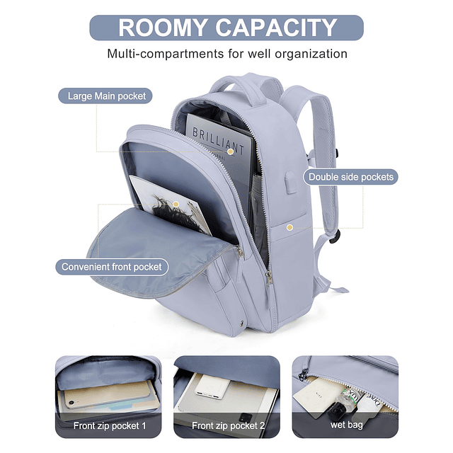 Mochila de viaje, mochila estética para computadora portátil