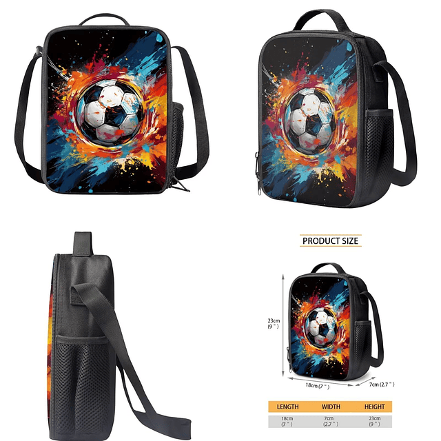 Juego de 3 mochilas para niños con estampado de fútbol color