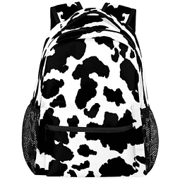 Mochila grande con estampado de vaca, bolsa de libros de ani