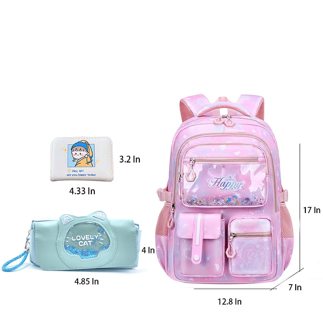 5 mochilas rosas para niñas, mochila con lentejuelas para ni