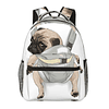 Mochila grande con diseño de perro Pug para hombres y mujere