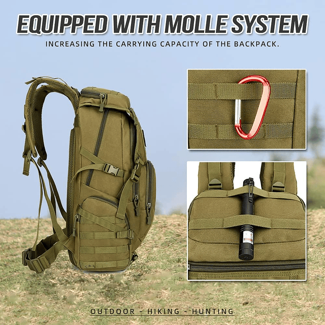 Mochila militar MOLLE, mochila para senderismo al aire libre