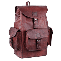 Mochila Vintage de cuero genuino para hombres y mujeres, moc