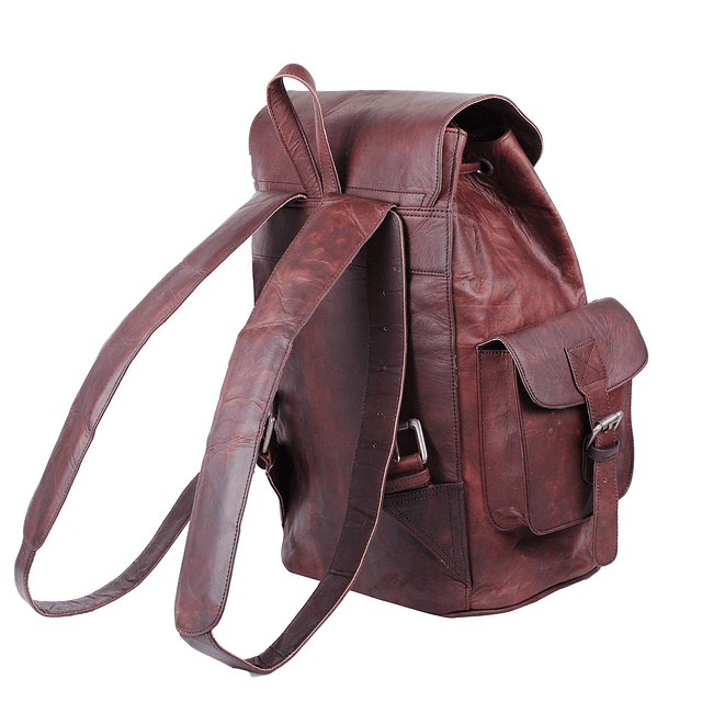 Mochila Vintage de cuero genuino para hombres y mujeres, moc