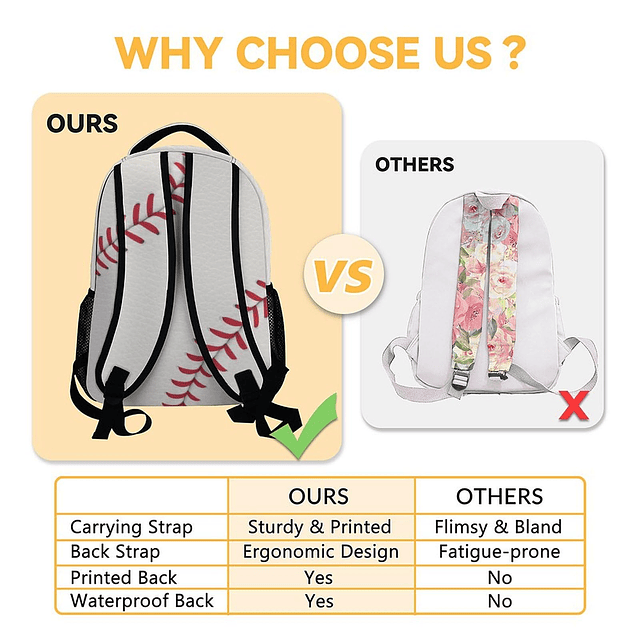 Mochilas de béisbol para niños, mochila linda de 16 pulgadas