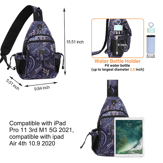 Mochila bandolera para mujeres y hombres, mochila cruzada pa