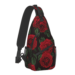 Bolso bandolera con diseño de flor de rosa roja para hombres