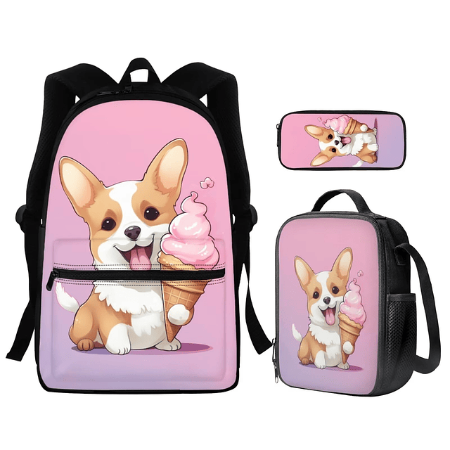 Mochila Ice Cream Corgi para niñas de gran capacidad, juego