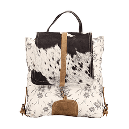 Mochila Bloom Bleach de lona reciclada y piel de vaca S-1504