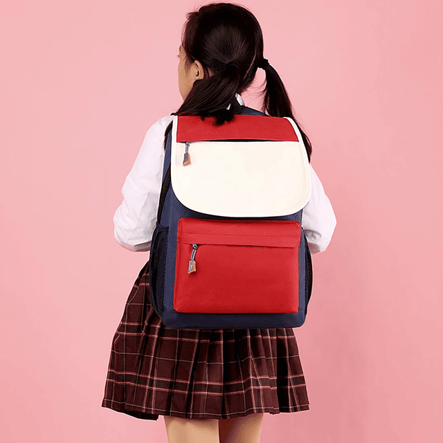 Mochila con bloques de colores para niños, bolso escolar de