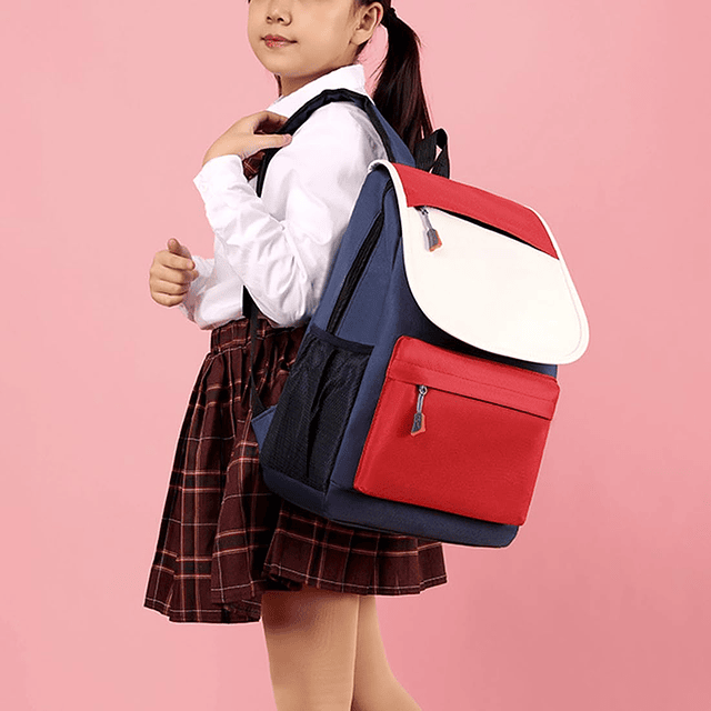 Mochila con bloques de colores para niños, bolso escolar de