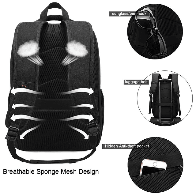 Mochila para ordenador portátil, mochila antirrobo para viaj