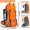 Mochila de senderismo ligera e impermeable de 60 litros con