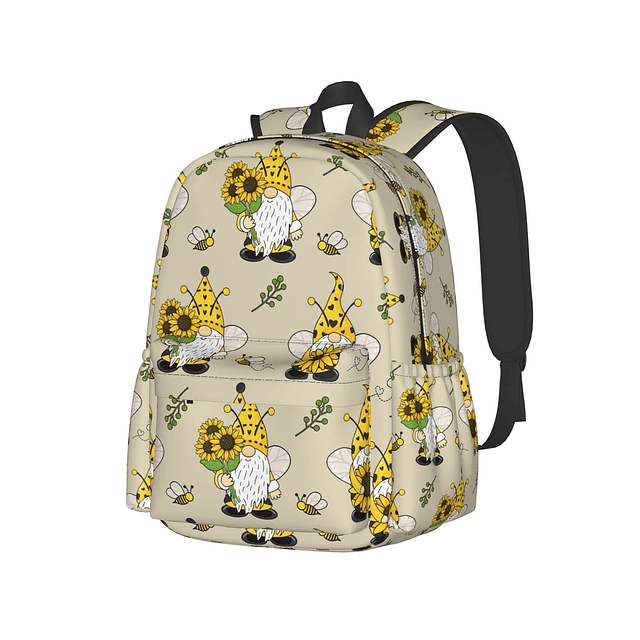 Mochila de 17 pulgadas Gnomos Abejas y Girasoles Mochila par