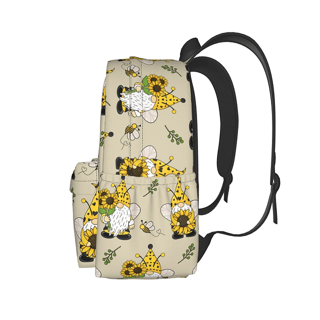 Mochila de 17 pulgadas Gnomos Abejas y Girasoles Mochila par