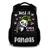 Mochila Panda para niñas, 16 pulgadas, color negro, Just a G