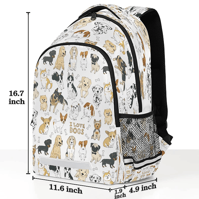 Mochila escolar para perros Pug Doodle Animal para niños, ni