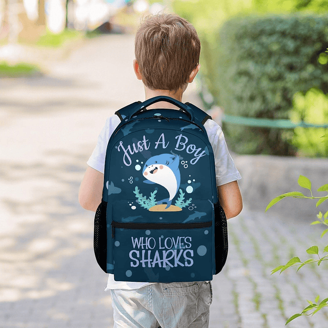 Mochila Shark para niños y niñas, bonita mochila de 16 pulga