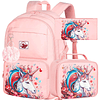 Juego de 3 mochilas de unicornio para niñas, mochila escolar