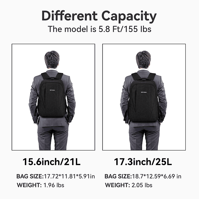 Mochila para computadora portátil de 15,6 pulgadas con compa