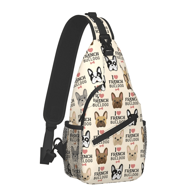 Bulldog francés Crossbody Sling Mochila lonchera hombro pech