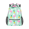 Mochila escolar de flamencos para niñas y niños, hojas de pi