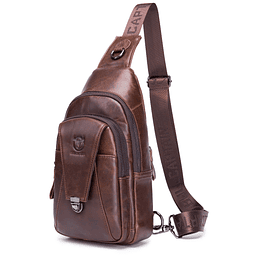 Bolso bandolera de cuero genuino para hombre, mochila para s