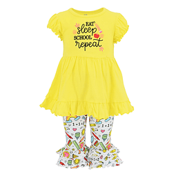 Capri con volantes para niñas Eat Sleep School Repetir regre