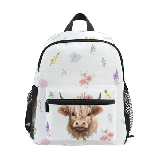 Mochila linda de vaca Highland para niños y niñas, mochila c