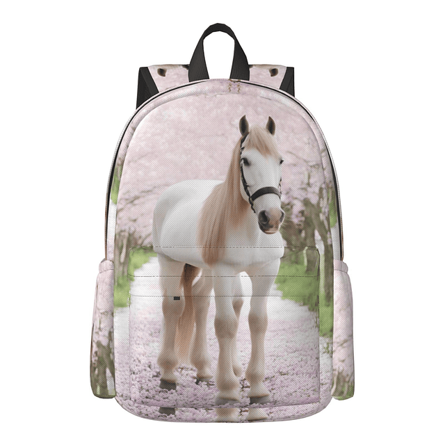 Mochila de 16 pulgadas 3D Animal White Horse Mochila para po