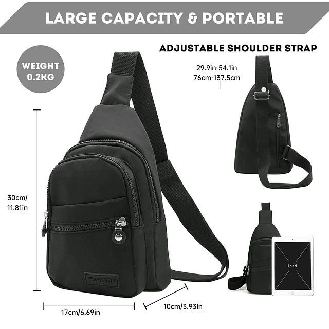 Bolsa de pecho con honda - Mochila cruzada impermeable para