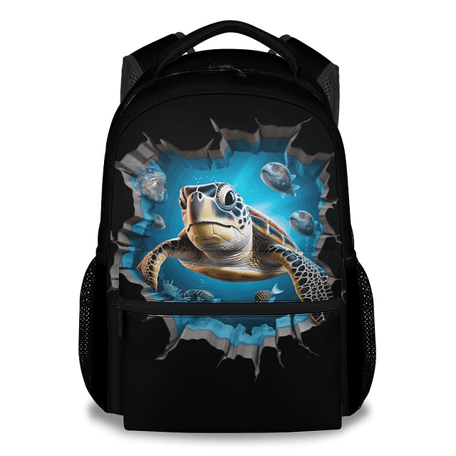 Mochila escolar para niñas y niños, mochila de tortuga marin