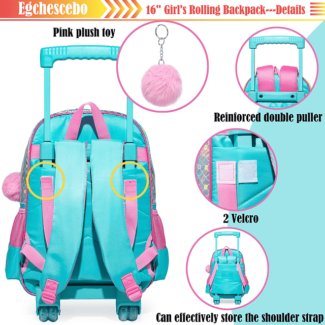 Mochila de viaje para niños con ruedas para niños, mochila d