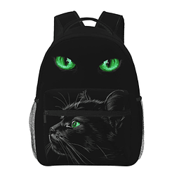 Mochila de Gato Negro con Ojos Verdes Mochila de Moda Resist