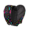 Mochila negra con estampado de huellas de colores, mochila e