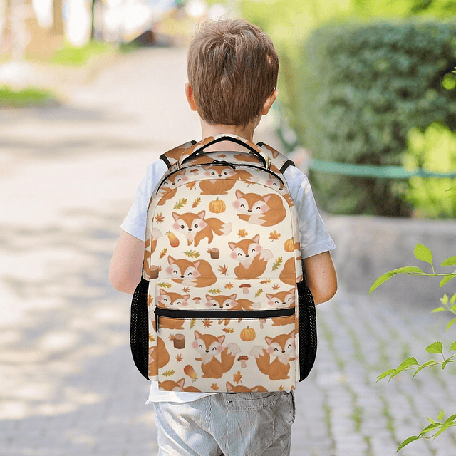 Mochila Fox para niñas y niños, mochilas naranjas de 16 pulg