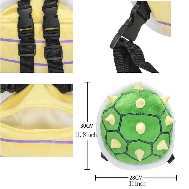 Mochila Concha De Tortuga Verde Suave Relleno De Dibujos Ani