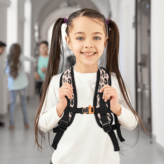 Mochila rosa con estampado de leopardo para niños pequeños,