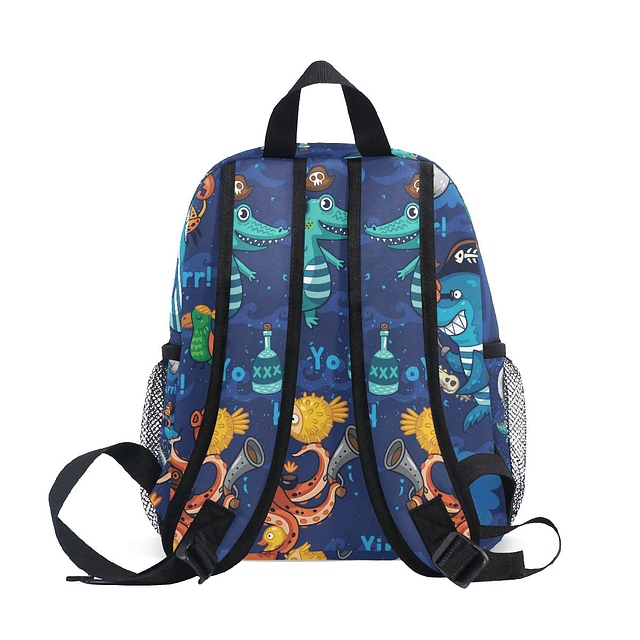 Mochila para niños, diseño de ballena de pulpo pirata, bolsa