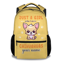 Mochila Chihuahua para niñas, mochilas amarillas de 16 pulga