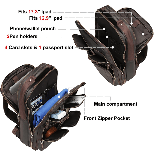 Mochila De Cuero Para Hombres,Mochila Para Computadora Portá