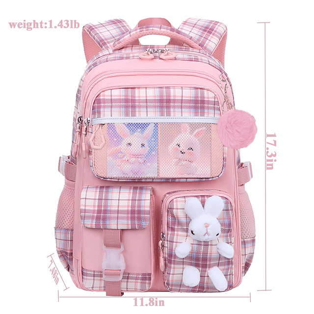 Mochila Kawaii ligera y colorida de 3 piezas con dos lindos