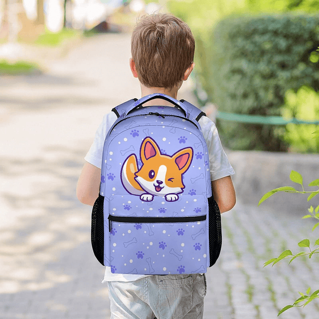 Linda mochila Corgi, mochila con tema de perro de 16 pulgada