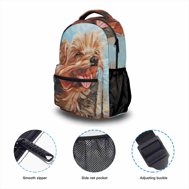 Mochila con estampado de perro Yorkie para niños y niñas, li